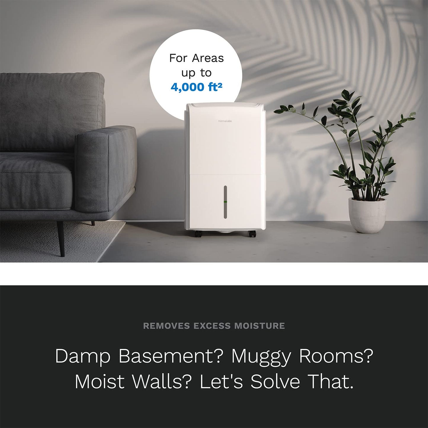 hOmeLabs Smart 50 Pint Dehumidifier 7000 Sq Ft