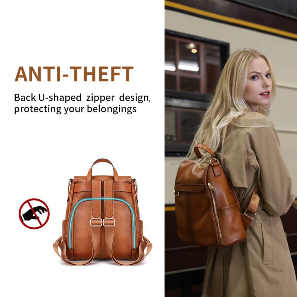 Kattee Women's Luxe Anti-Theft Leather Backpack Bag