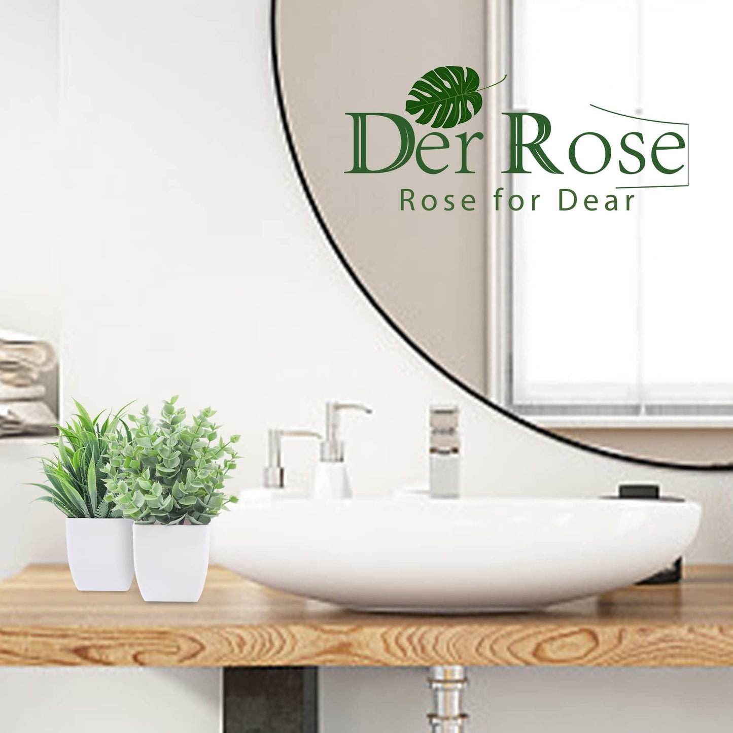 Rose Mini Potted Faux Plants - 2 Pack Decor
