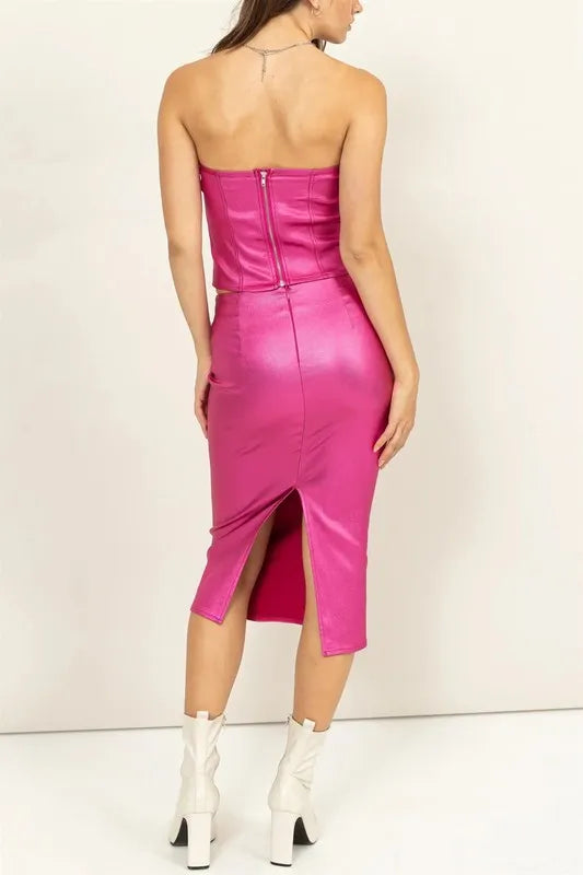 HYFVE Shimmer Midi Skirt - Premium Skirts from Trendsi - Just $31.99! Shop now at Handbags Specialist Headquarter