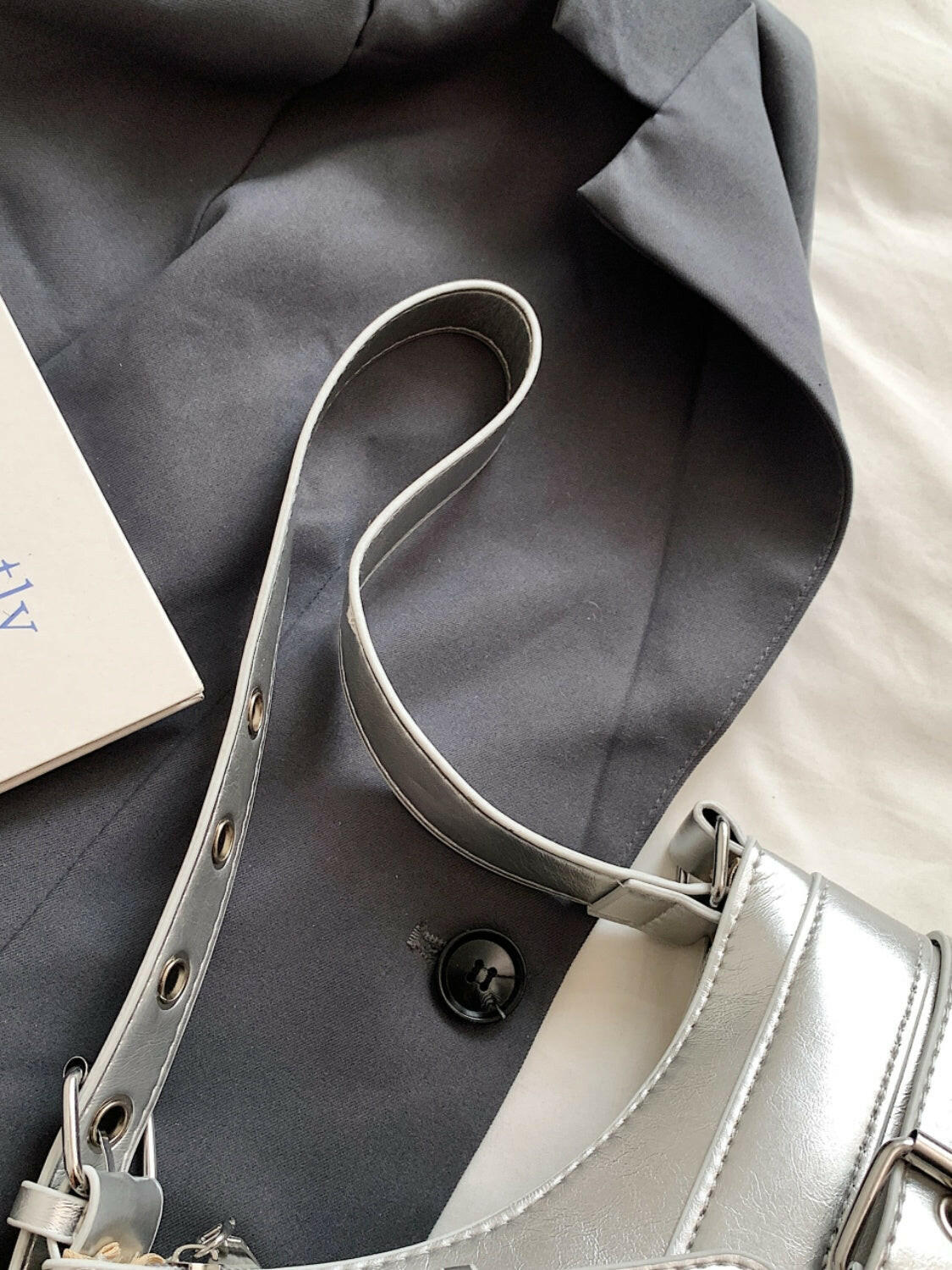PU Leather Buckle Shoulder Bag.
