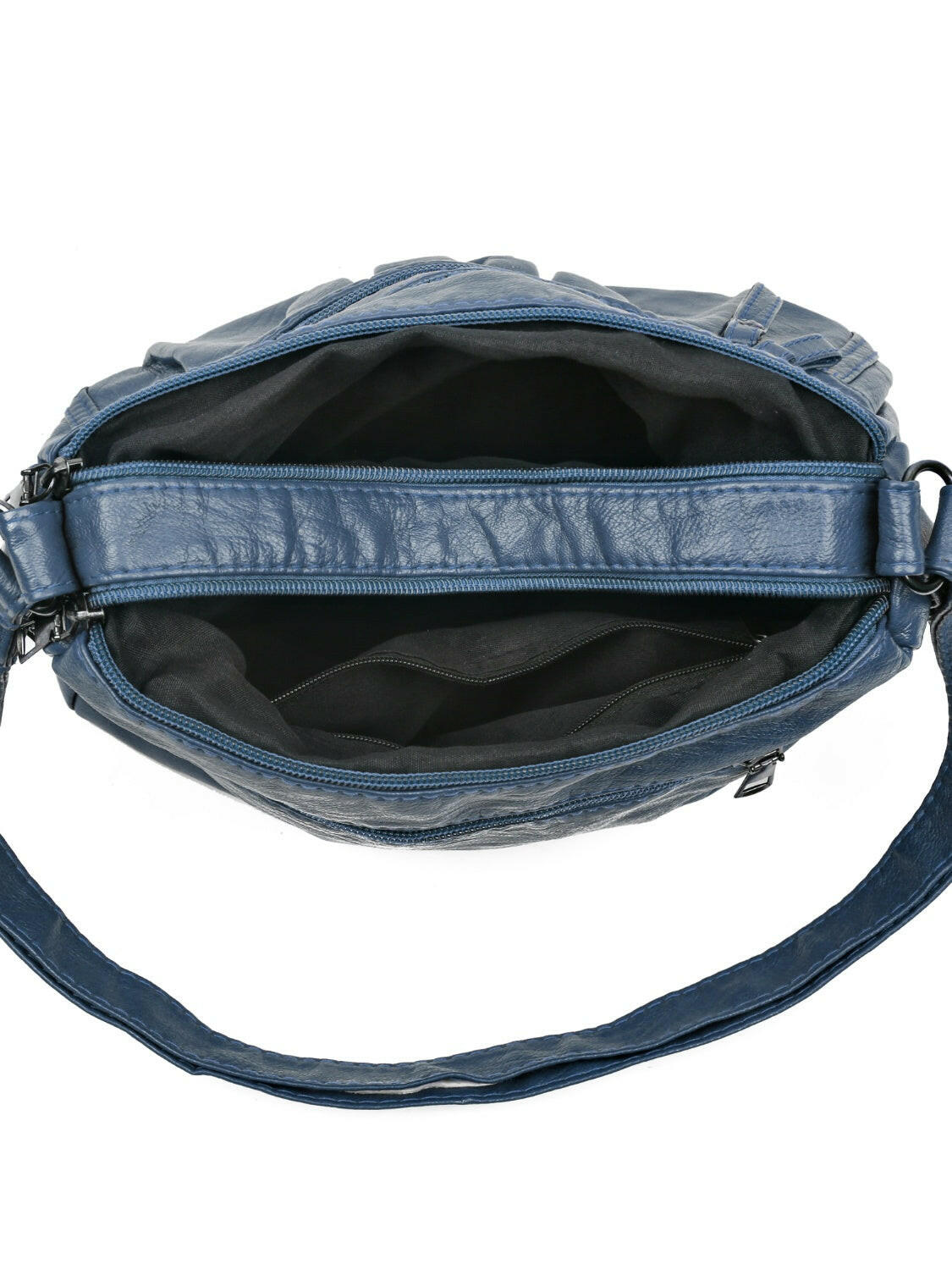 PU Leather Ruched Adjustable Strap Shoulder Bag.