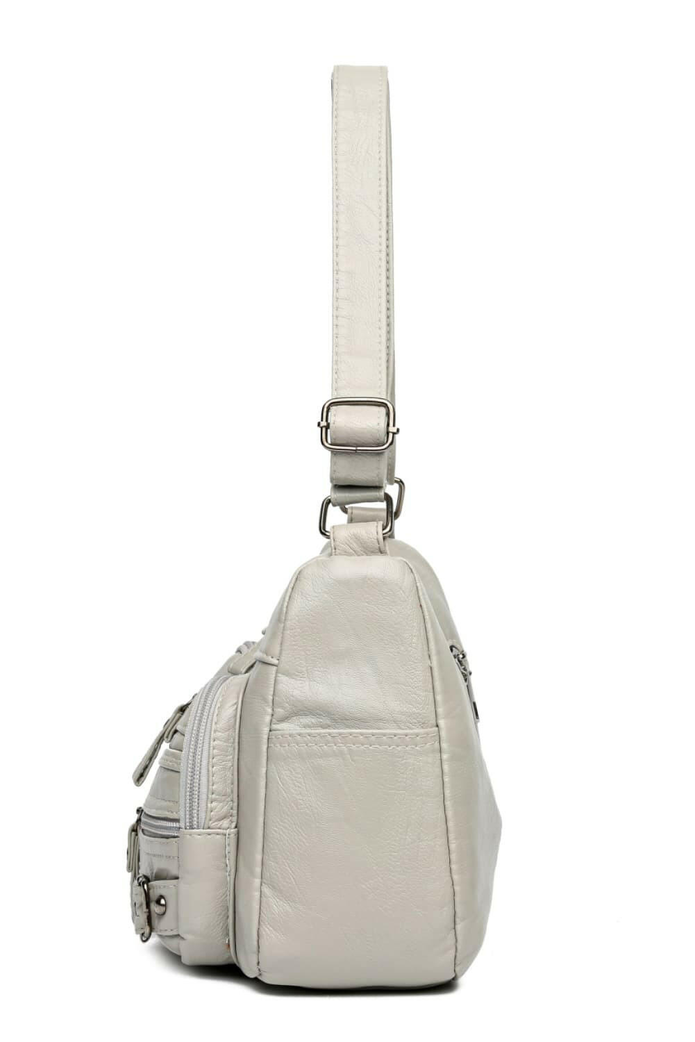 Multi-Pocket PU Leather Crossbody Bag.