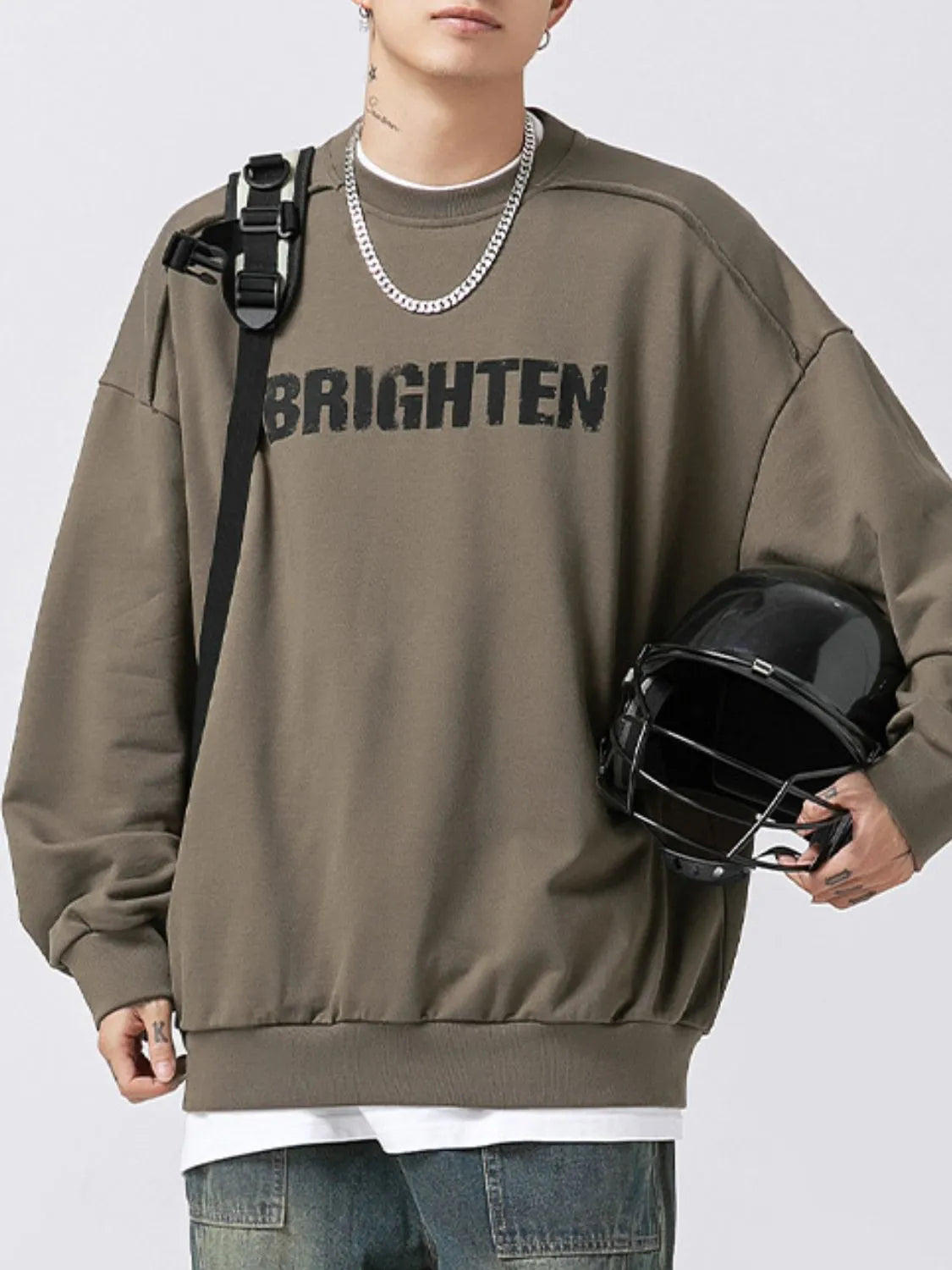 Men's Letter Graphic Round Neck Long Sleeve Sweatshirt - Premium Men's Sweatshirts from Trendsi - Just $49.94! Shop now at Handbags Specialist Headquarter