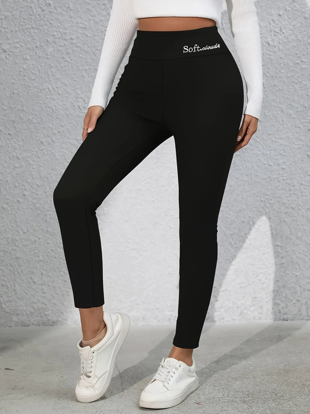 Full Size Letter Embroidered High Waist Leggings - Premium Leggings from Trendsi - Just $49.95! Shop now at Handbags Specialist Headquarter