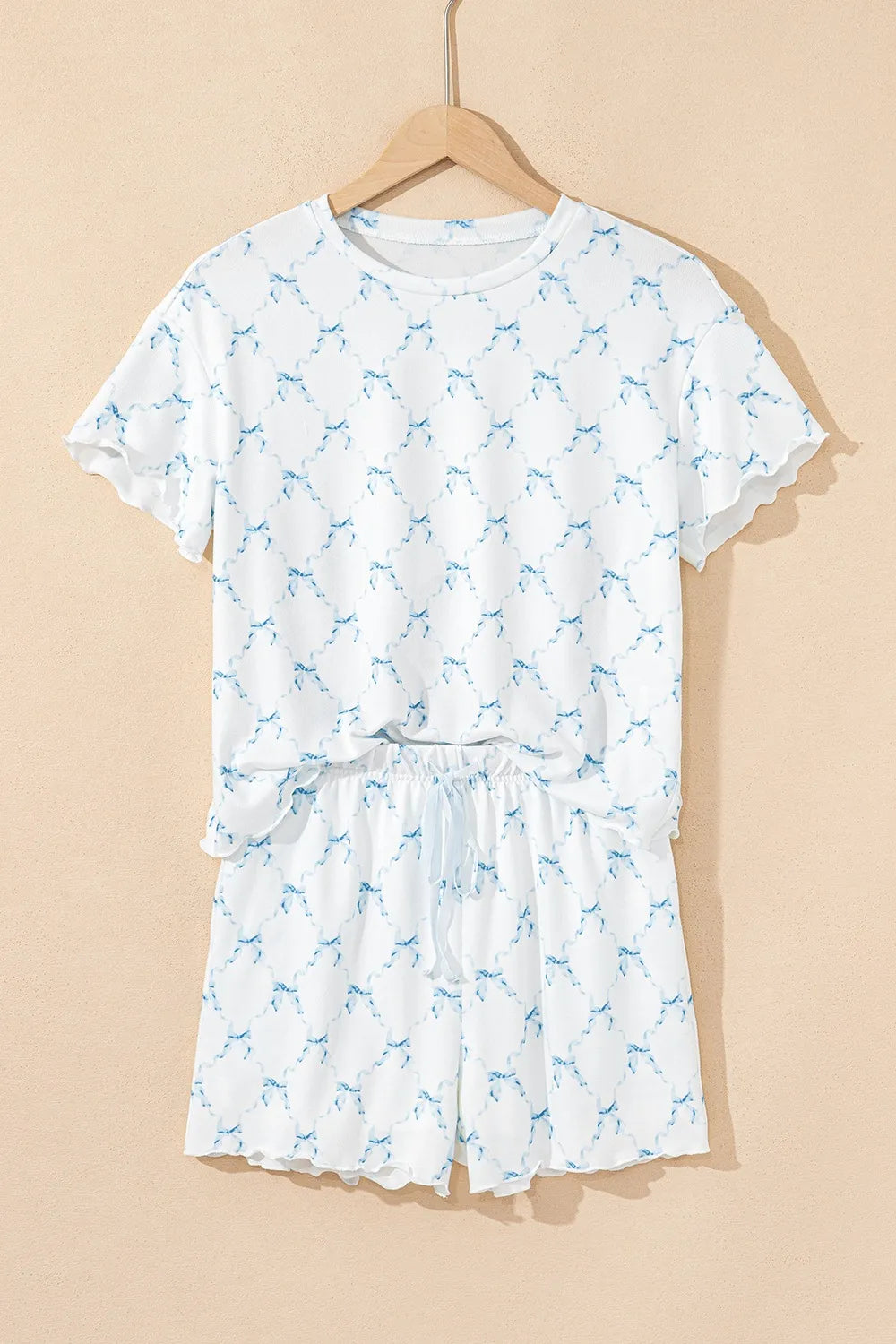 Printed Round Neck Top and Shorts Two-Piece Lounge Set - Premium Sleepwear from Trendsi - Just $39.99! Shop now at Handbags Specialist Headquarter