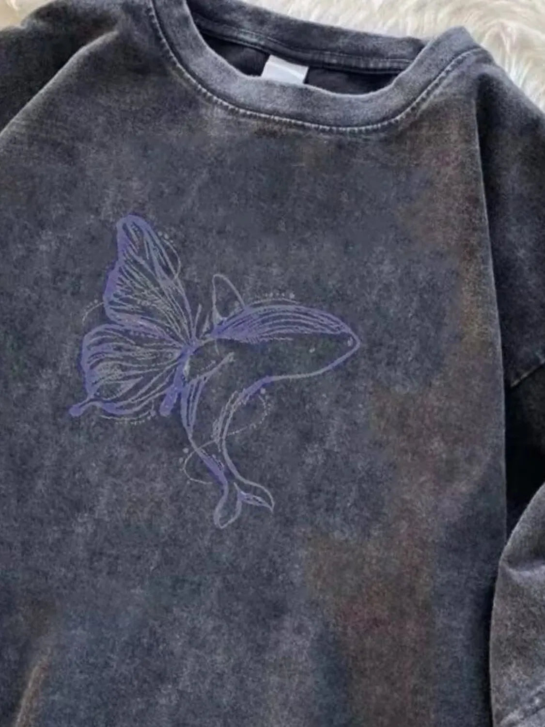 Men's Full Size Butterfly Round Neck T-Shirt Plus Size - Premium Men's T-Shirt from Trendsi - Just $21.99! Shop now at Handbags Specialist Headquarter