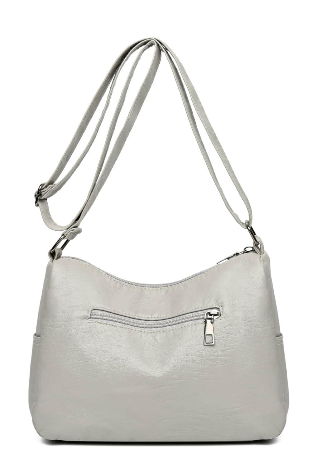 Multi-Pocket PU Leather Crossbody Bag.