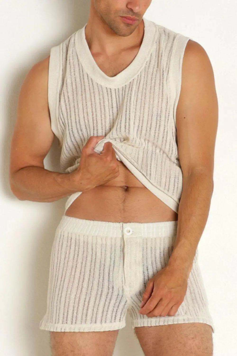 Men's Full Size Round Neck Tank and Shorts Set Plus Size.