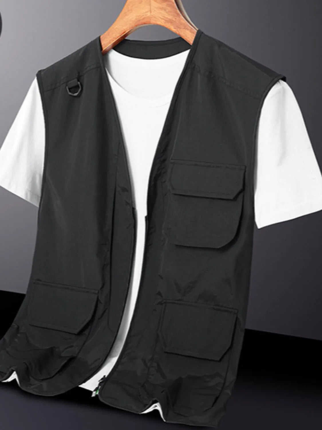 Men's Plus Size Zip Up V-Neck Vest - Premium from Trendsi - Just $47.88! Shop now at Handbags Specialist Headquarter