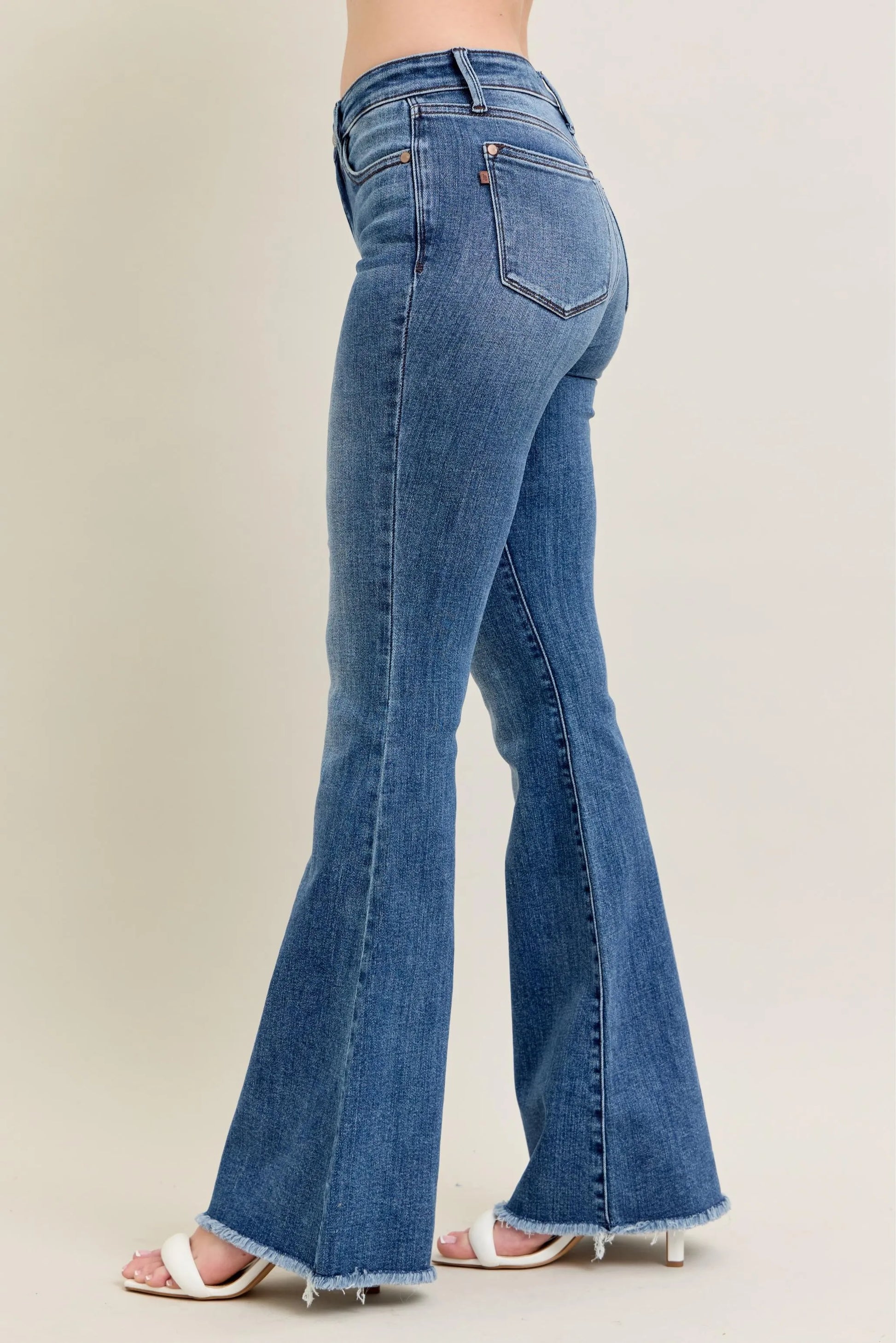 Judy Blue Full Size Mr Vintage Wash Flare Jeans W/ Destroy and Fray Hem Plus Size - Premium Women / Jeans & Denim from Trendsi - Just $69.99! Shop now at Handbags Specialist Headquarter