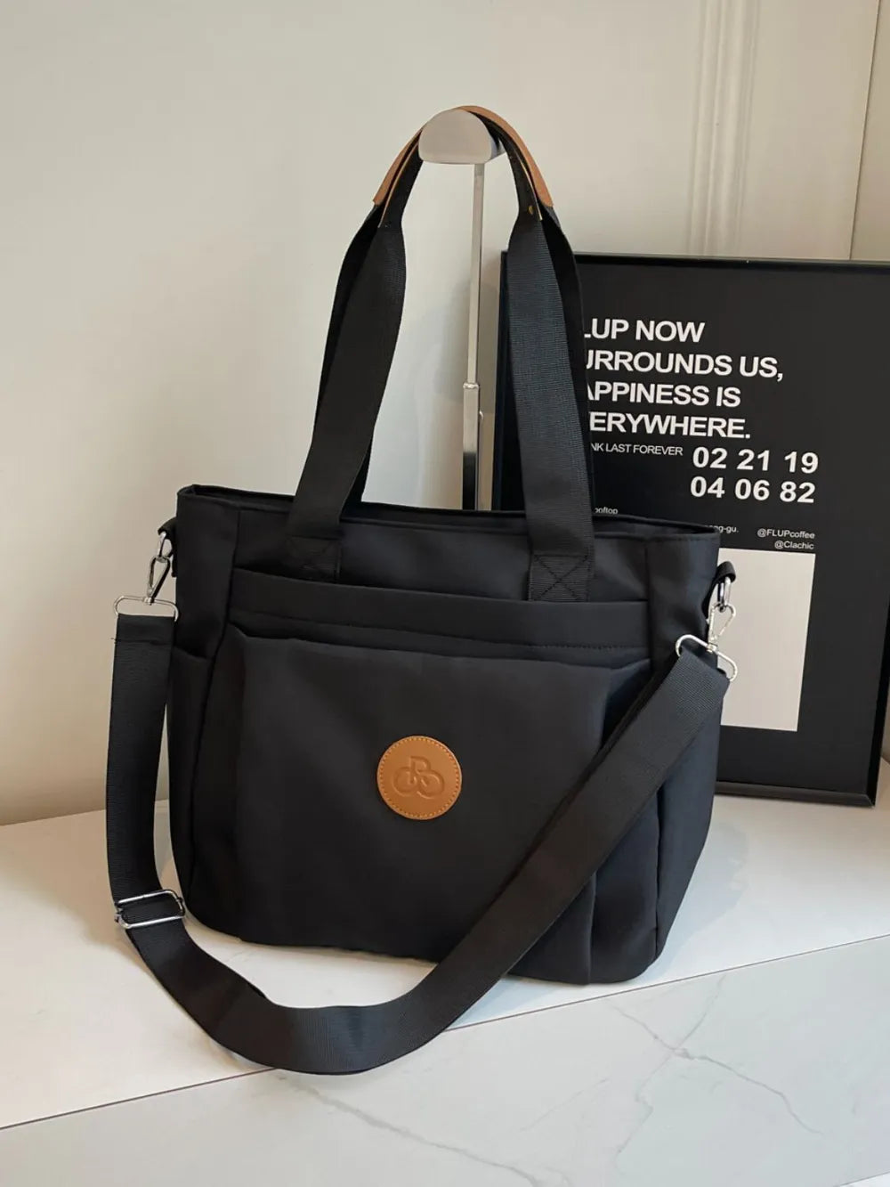 Nylon Solid Color Tote Bag - Premium Tote Bag from Trendsi - Just $31.99! Shop now at Handbags Specialist Headquarter