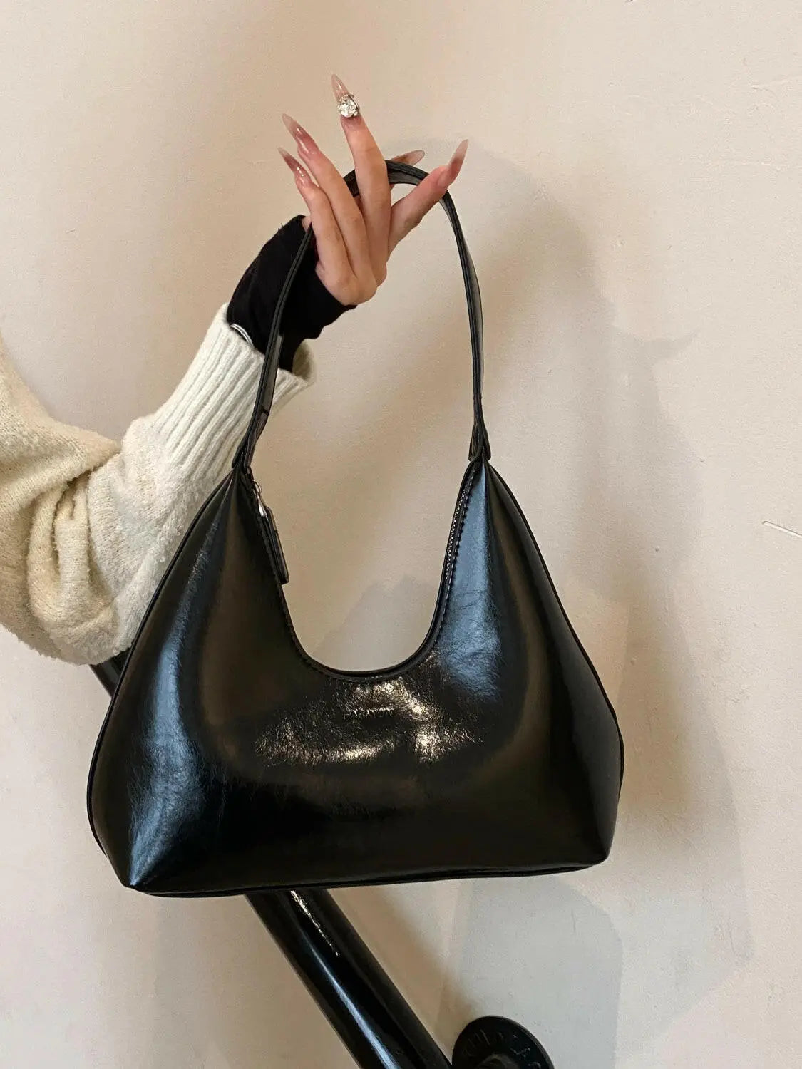 PU Leather Moon Shape Shoulder Bag.