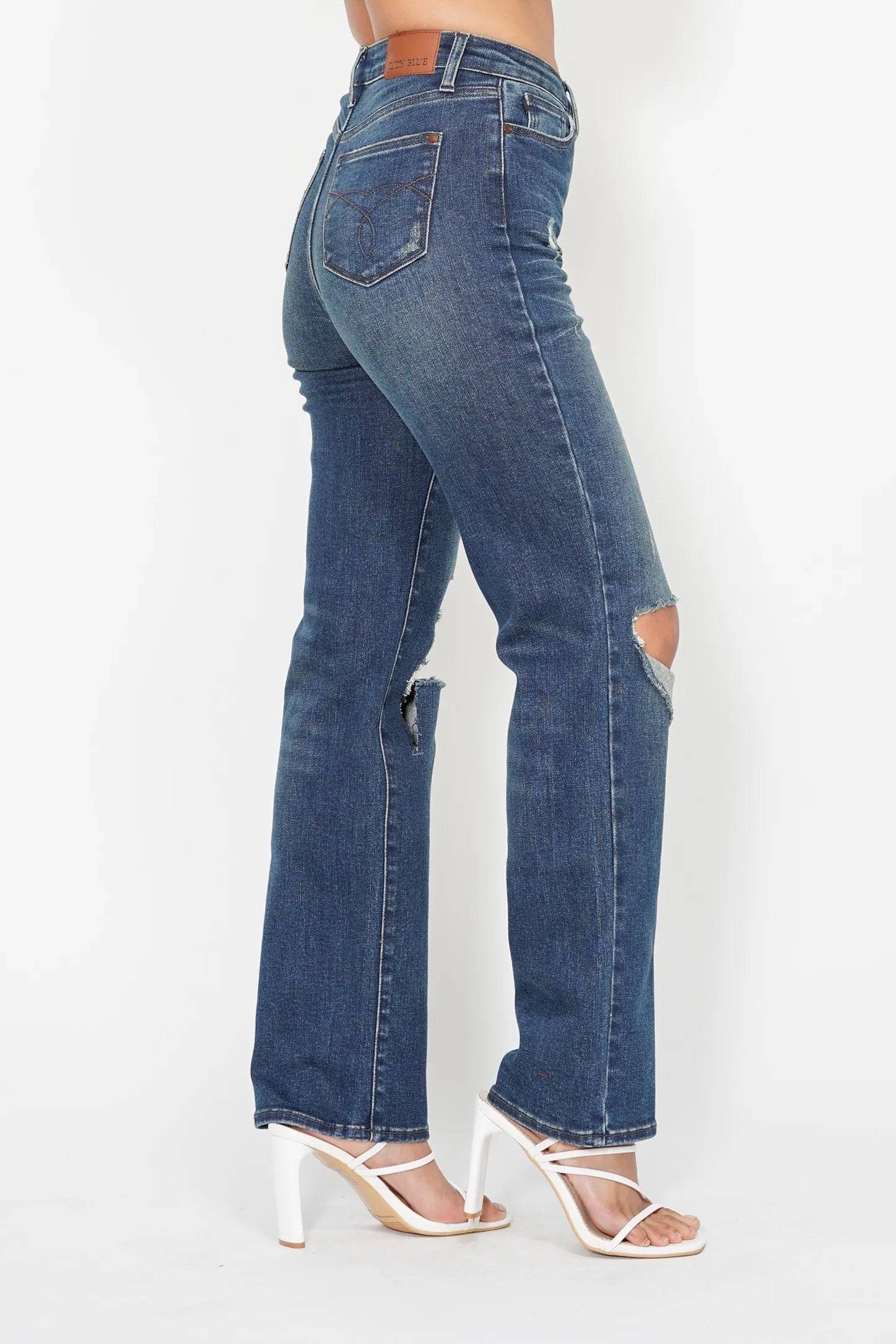 Judy Blue Full Size Hw Ripped Knee Dad Jeans Plus Size - Premium Women / Jeans & Denim from Trendsi - Just $67.99! Shop now at Handbags Specialist Headquarter