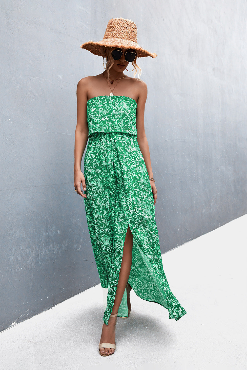 Strapless Split Maxi Dress - Premium Maxi Dress from Trendsi - Just $31.99! Shop now at Handbags Specialist Headquarter