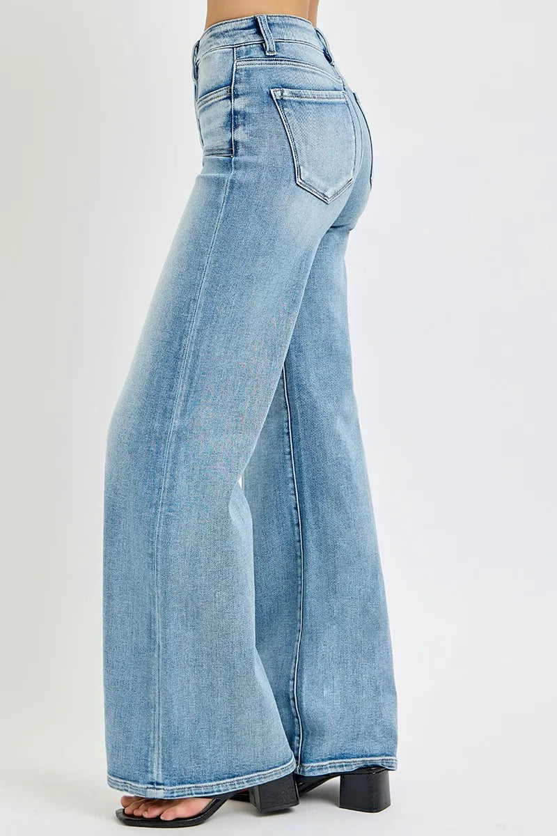 RISEN Full Size Mid Rise Wide Jeans with Front Patch Pocket Plus Size - Premium Women / Jeans & Denim from Trendsi - Just $66.99! Shop now at Handbags Specialist Headquarter