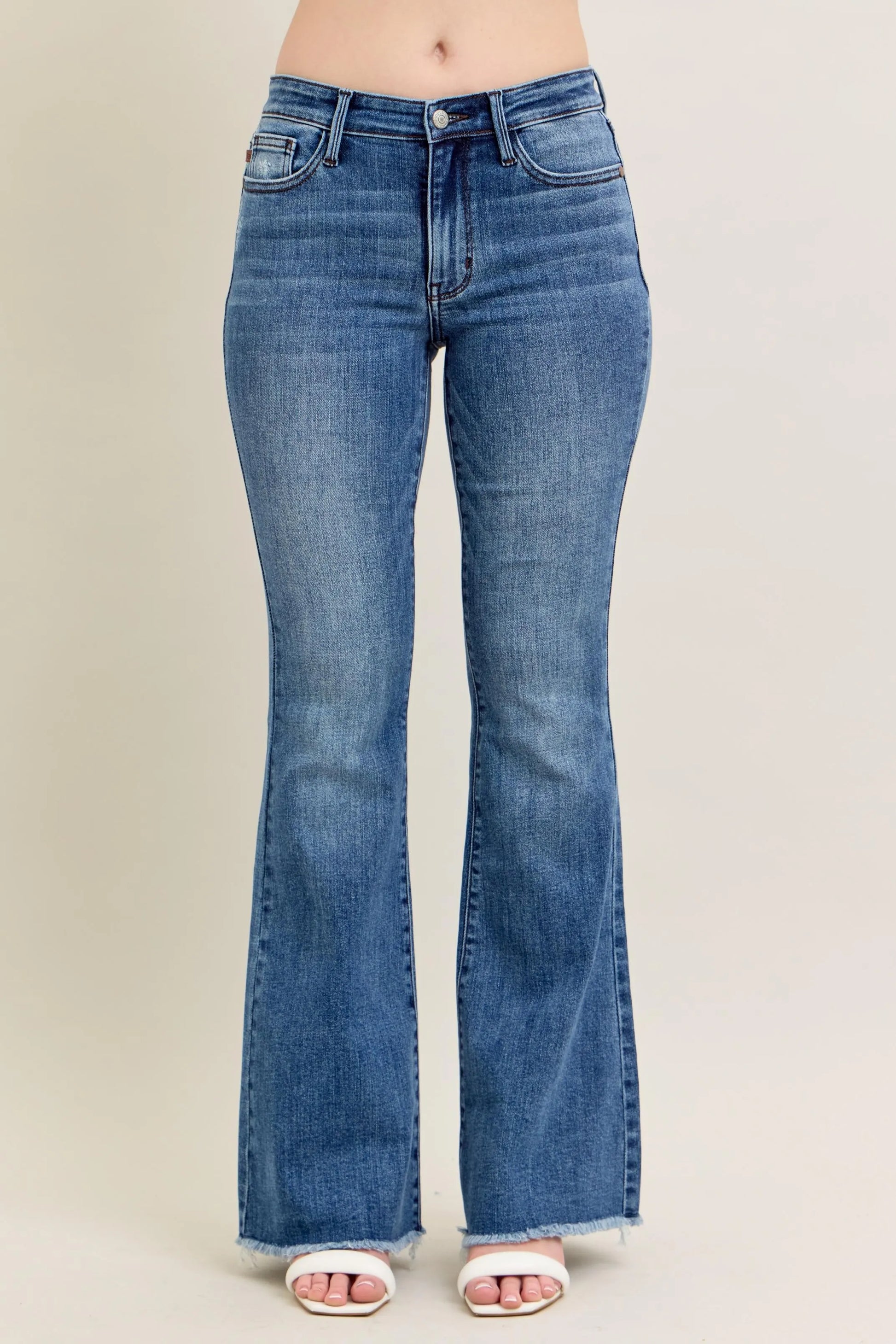Judy Blue Full Size Mr Vintage Wash Flare Jeans W/ Destroy and Fray Hem Plus Size - Premium Women / Jeans & Denim from Trendsi - Just $69.99! Shop now at Handbags Specialist Headquarter