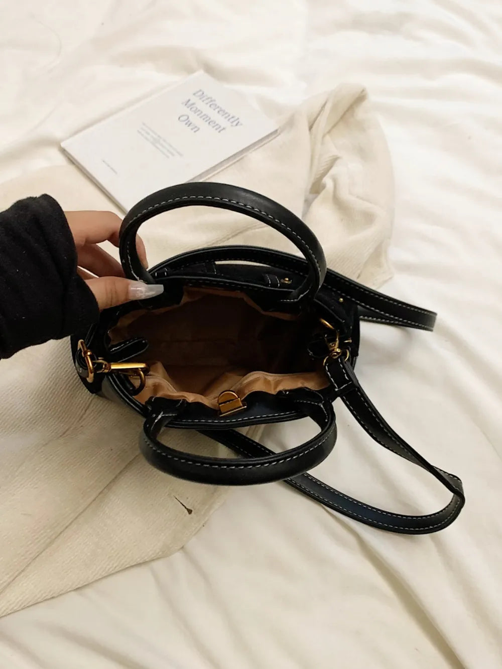 Suede Adjustable Strap Double-Use Handbag - Premium handbags from Trendsi - Just $30.99! Shop now at Handbags Specialist Headquarter
