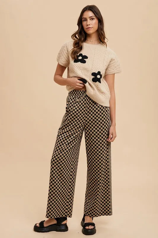 Annie Wear Drawstring Checkered Wide Leg Pants - Premium Bottoms from Trendsi - Just $48.58! Shop now at Handbags Specialist Headquarter