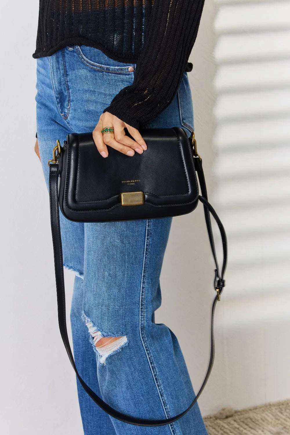 David Jones PU Leather Crossbody Bag - Premium Crossbody Bag from Trendsi - Just $40.99! Shop now at Handbags Specialist Headquarter