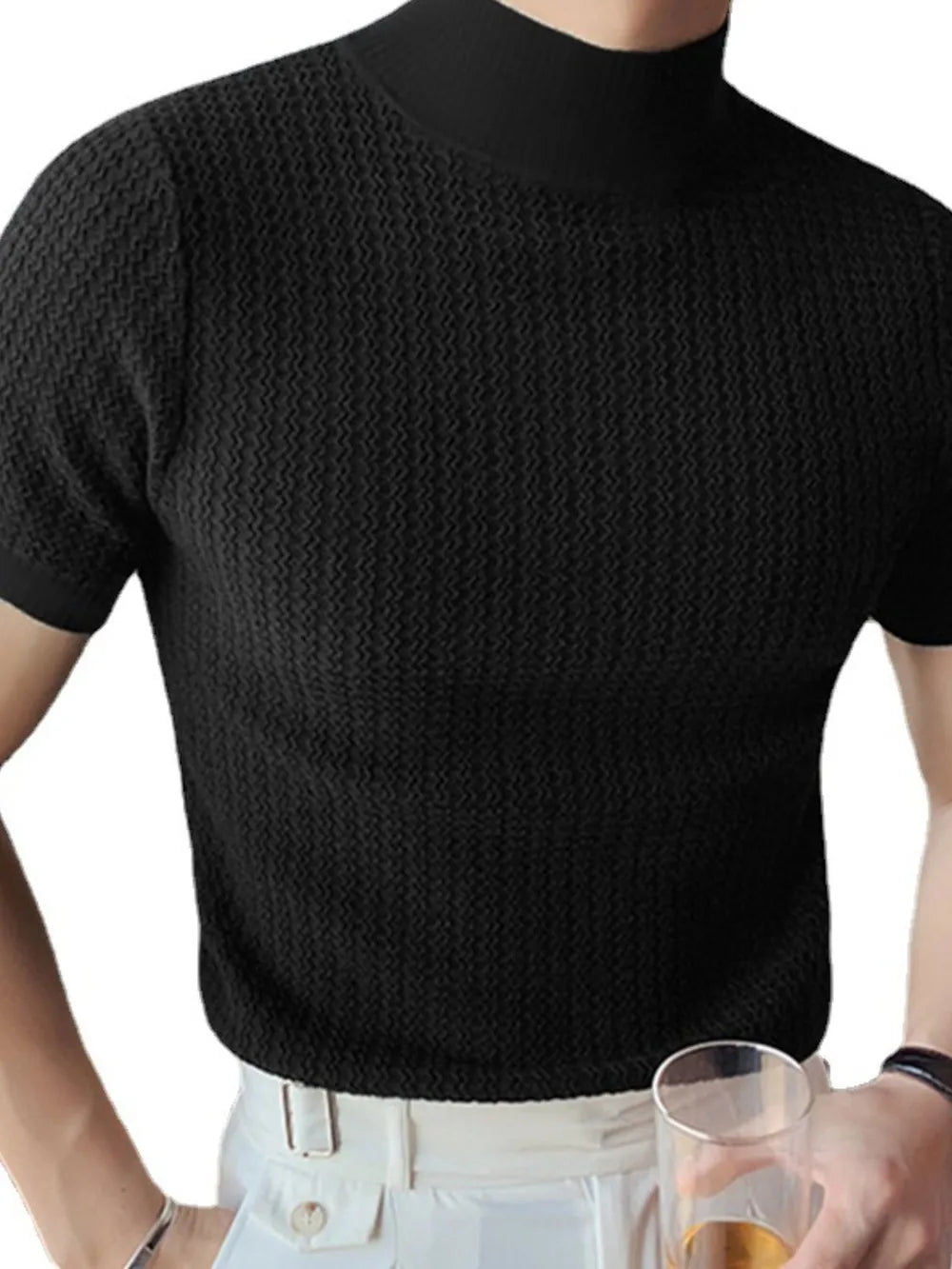 Men's Full Size Mock Neck Short Sleeve T-Shirt Plus Size - Premium Men's Shirts from Trendsi - Just $29.54! Shop now at Handbags Specialist Headquarter
