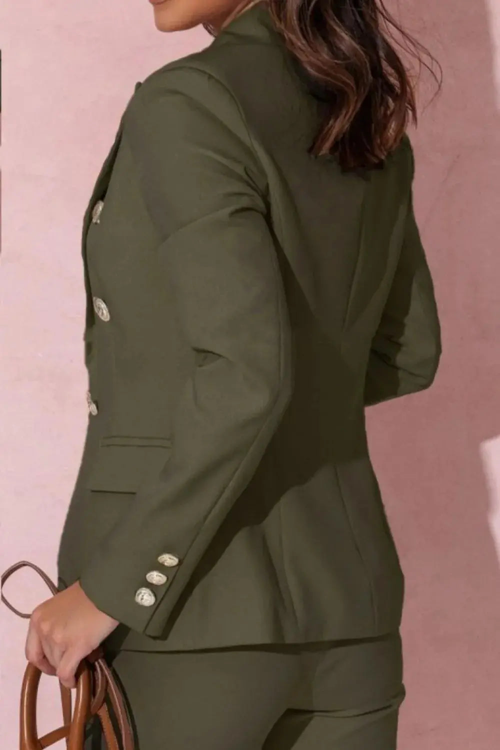 Full Size Lapel Collar Long Sleeve Blazer and Pants Set Plus Size - Premium Women Plus Size from Trendsi - Just $50.80! Shop now at Handbags Specialist Headquarter