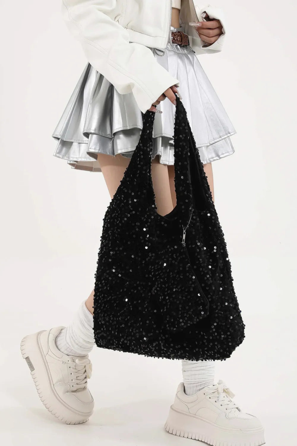 Sequin Polyester Handbag - Premium Tote Bag from Trendsi - Just $32.99! Shop now at Handbags Specialist Headquarter