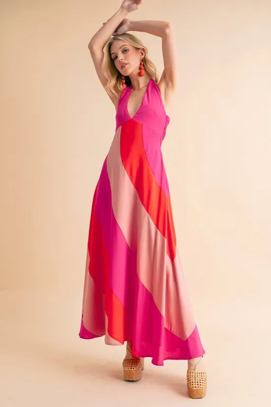 Aemi+Co Color Block Sleeveless Maxi Dress - Premium Maxi Dress from Trendsi - Just $57.99! Shop now at Handbags Specialist Headquarter