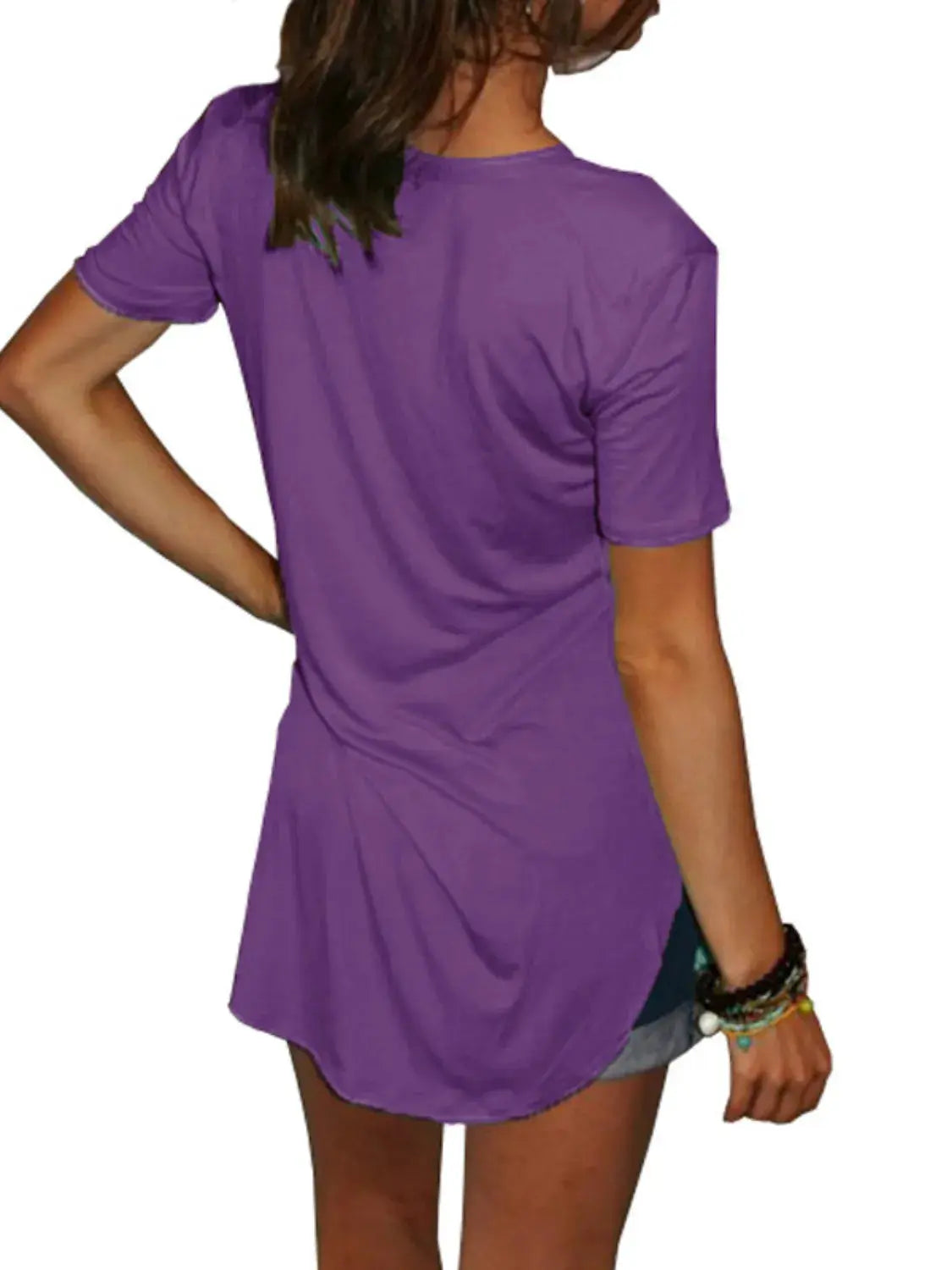 Full Size Solid V-Neck Short Sleeve T-Shirt Plus Size - Premium Women Plus Size from Trendsi - Just $16.36! Shop now at Handbags Specialist Headquarter