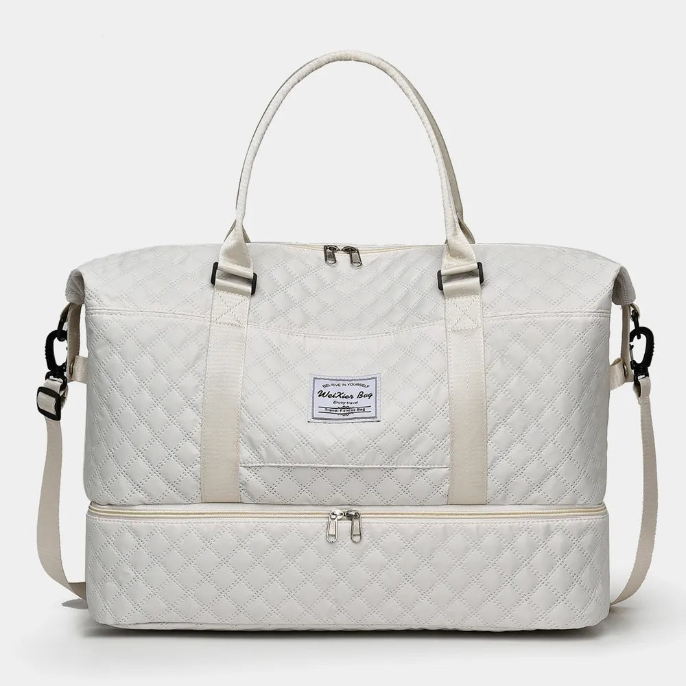 Diamond Grid Oxford Cloth Oversize Travel Bag - Premium travel-bag from Trendsi - Just $44.99! Shop now at Handbags Specialist Headquarter