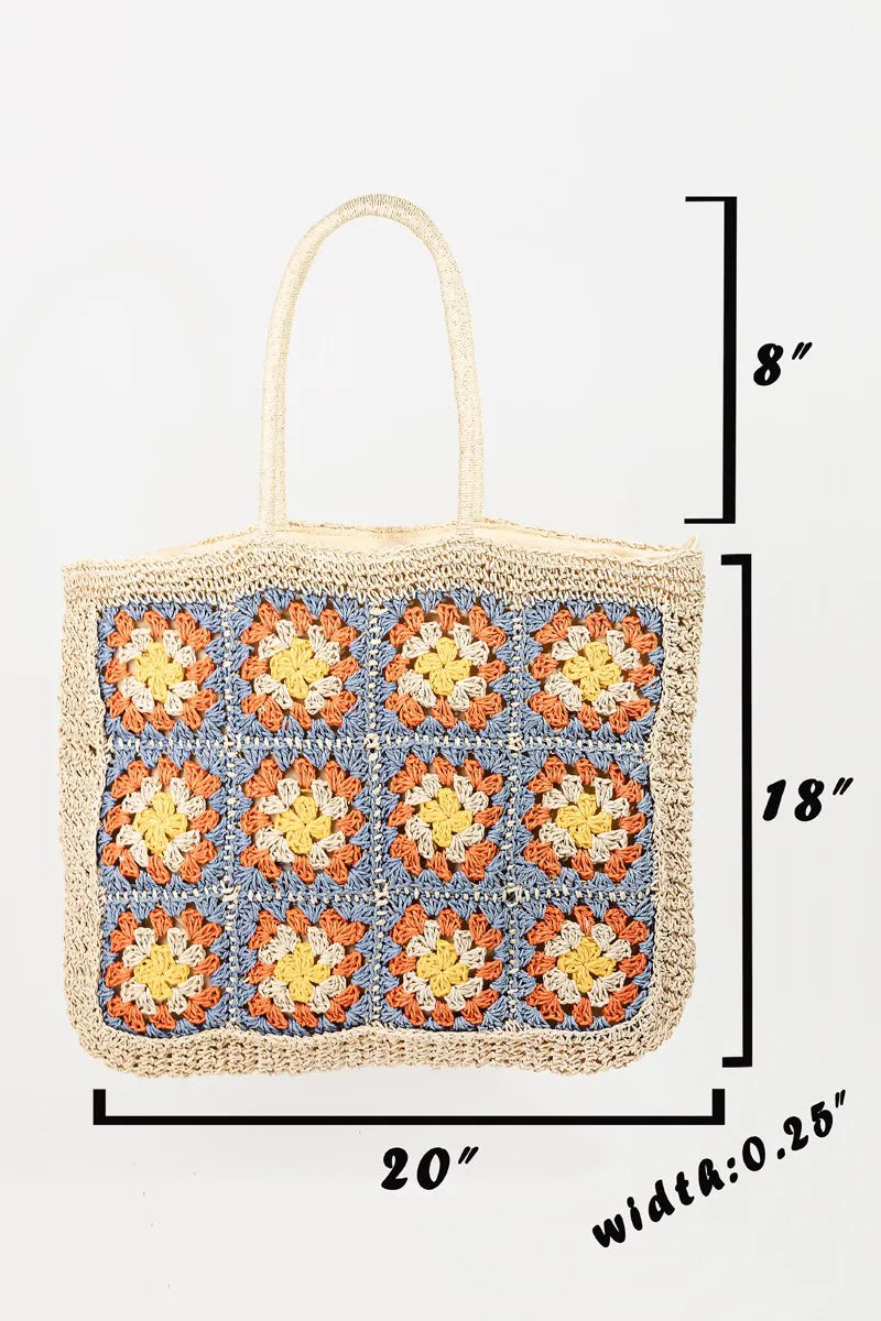 Fame Flower Braided Tote Bag - Premium Tote Bag from Trendsi - Just $53.99! Shop now at Handbags Specialist Headquarter