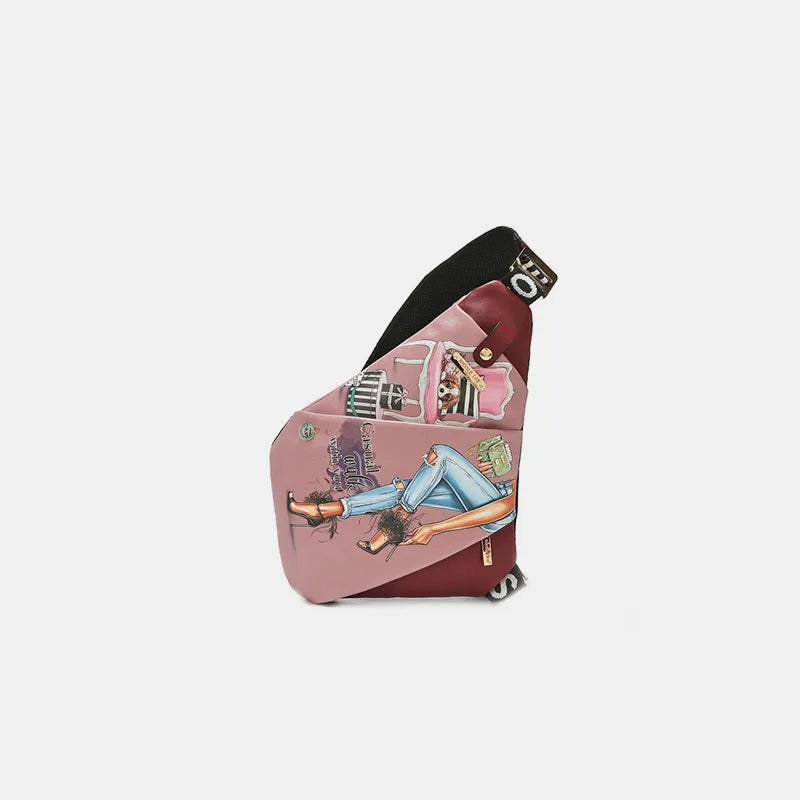 Nicole Lee USA Vegan Leather Leopard & Lip Pattern Crossbody Bag - Premium Wallet from Trendsi - Just $53.99! Shop now at Handbags Specialist Headquarter