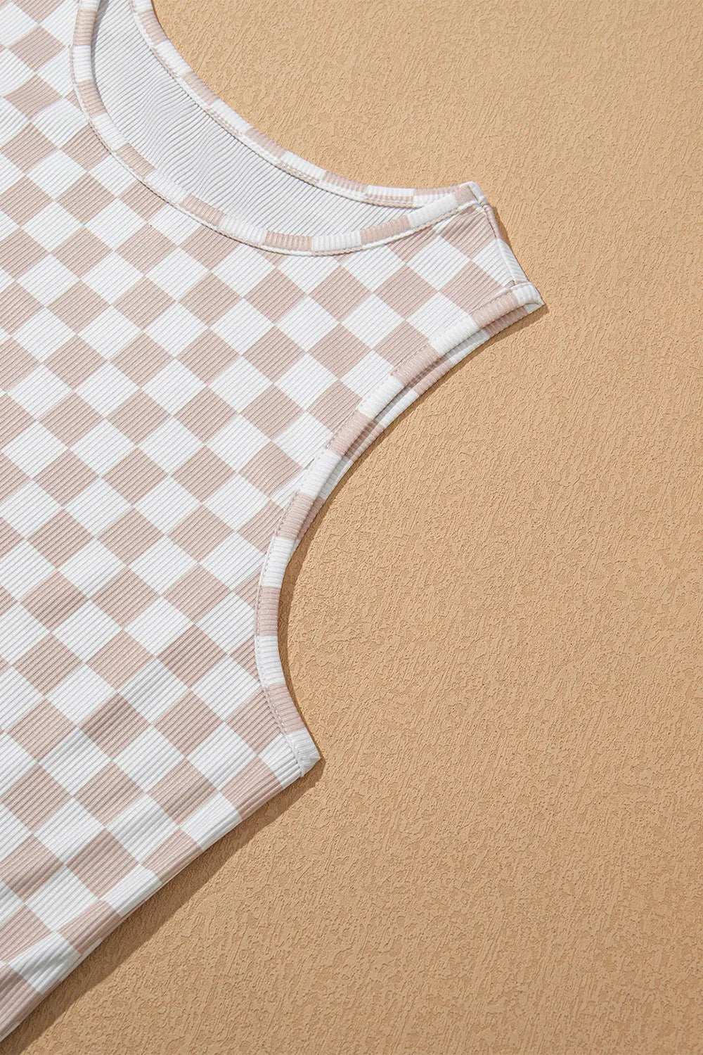 Ribbed Texture Checkered Print Tank and Pants Set - Premium Sleepwear from Trendsi - Just $39.99! Shop now at Handbags Specialist Headquarter
