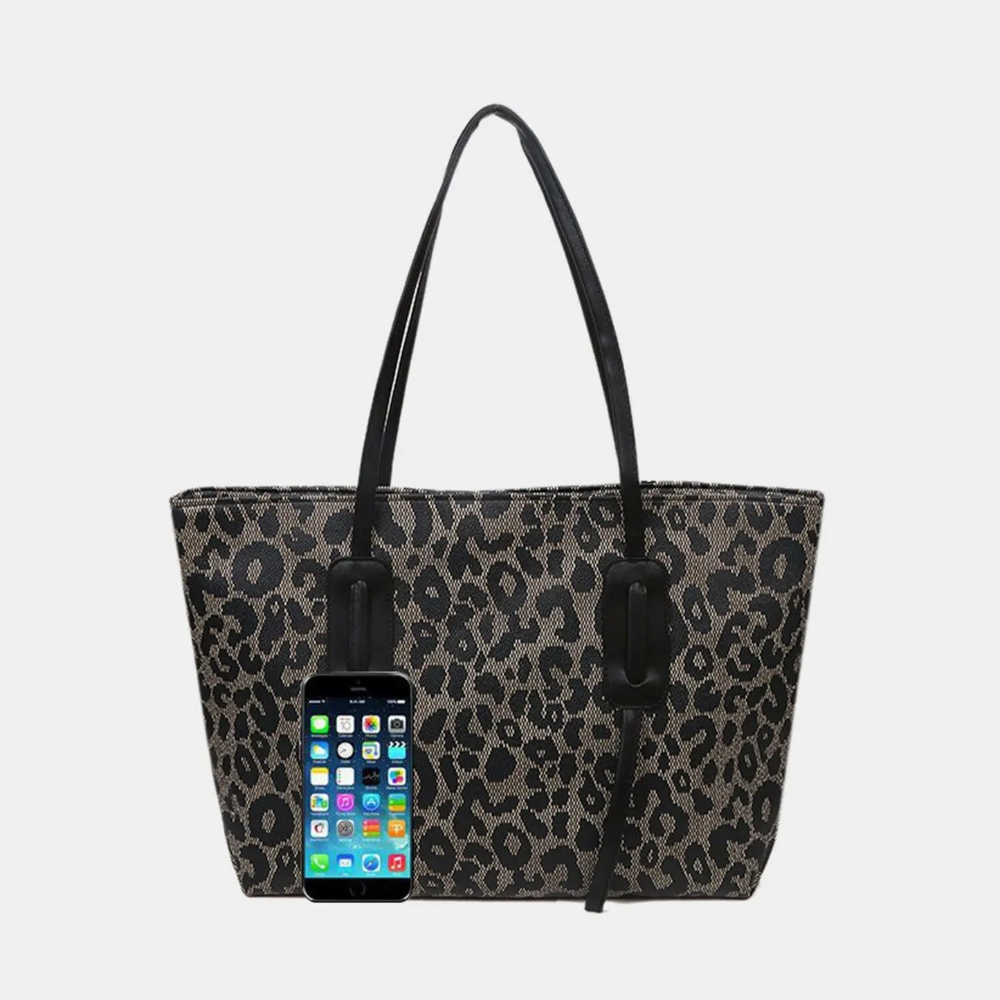 PU Leather Leopard Tote Bag.