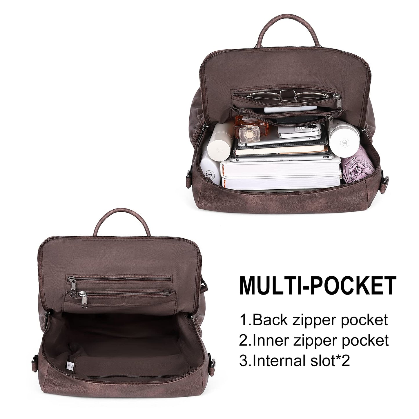 CLUCI Luxe Convertible Leather Backpack Purse