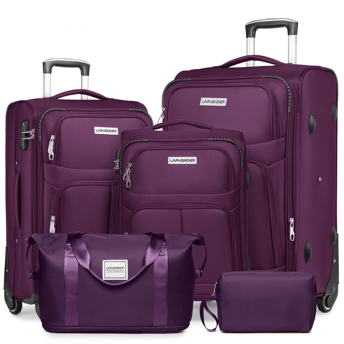 LARVENDER Expandable 5-Piece Spinner Luggage Set