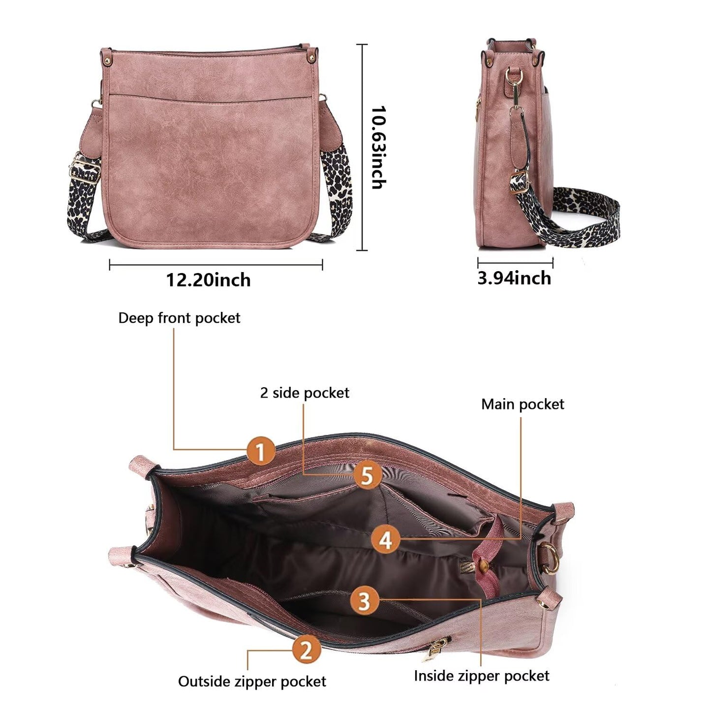 AUYOCO Chic Vegan Leather Crossbody Bag with Strap