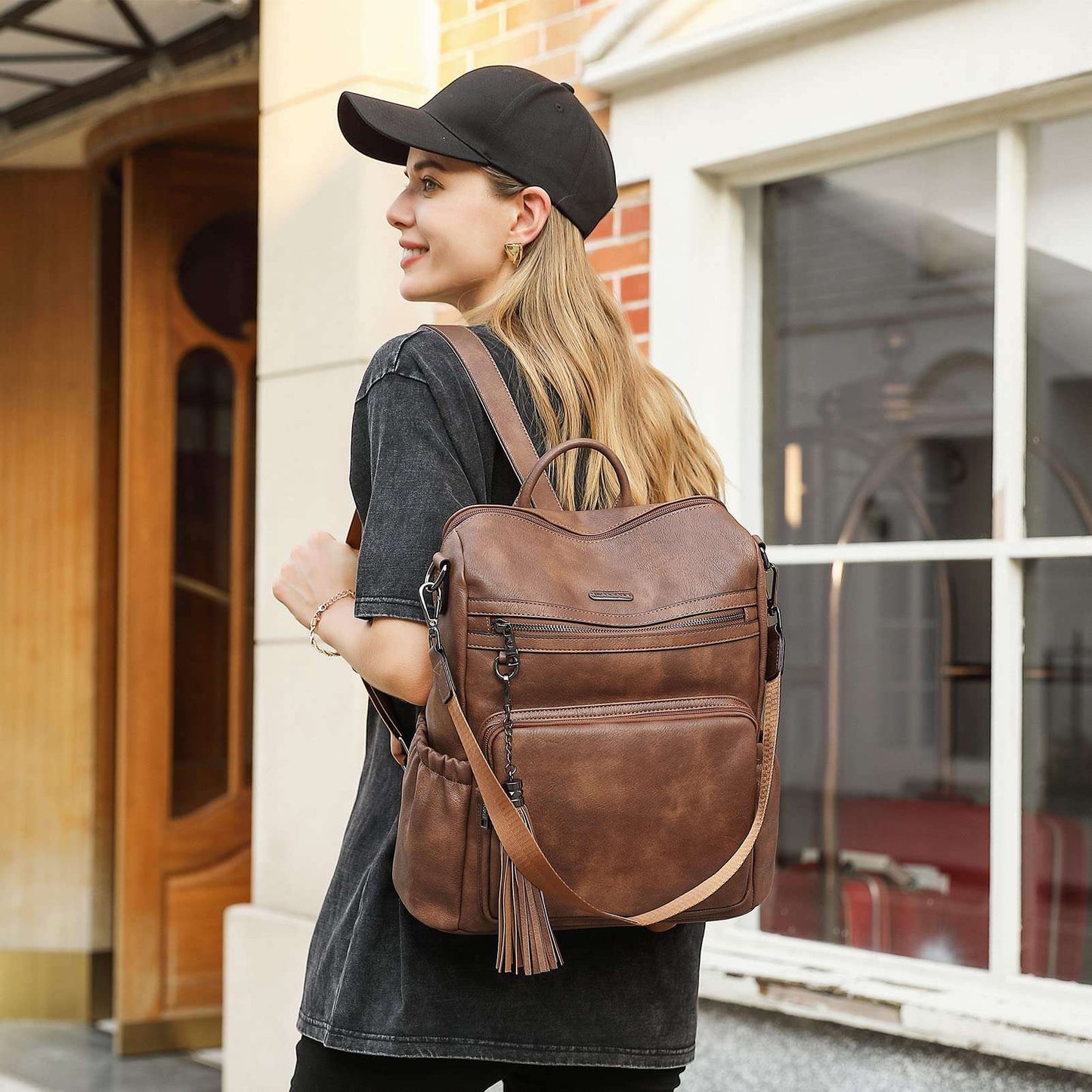 CLUCI Luxe Convertible Leather Backpack Purse