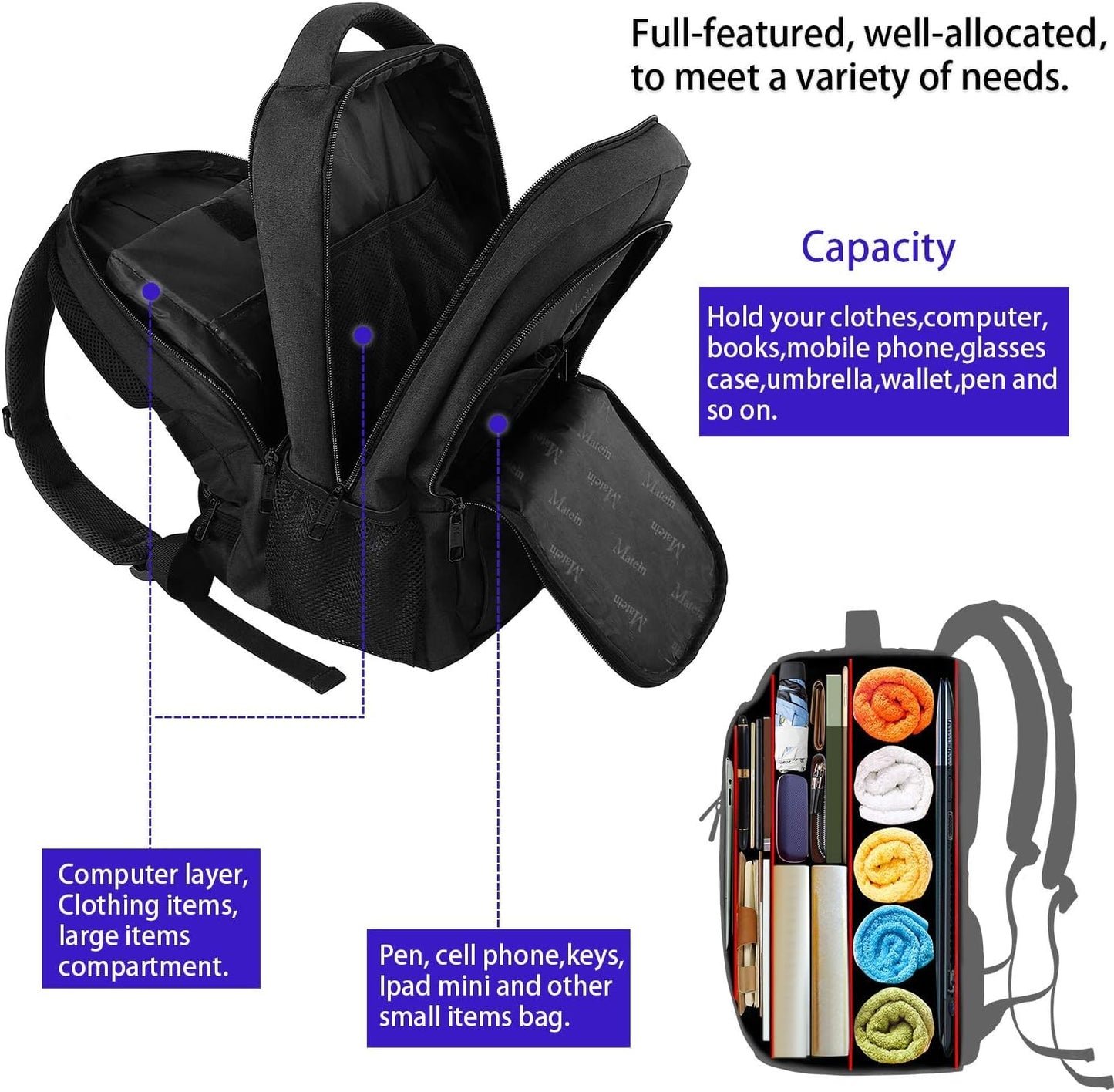 MATEIN SleekGuard Laptop Backpack with USB Port