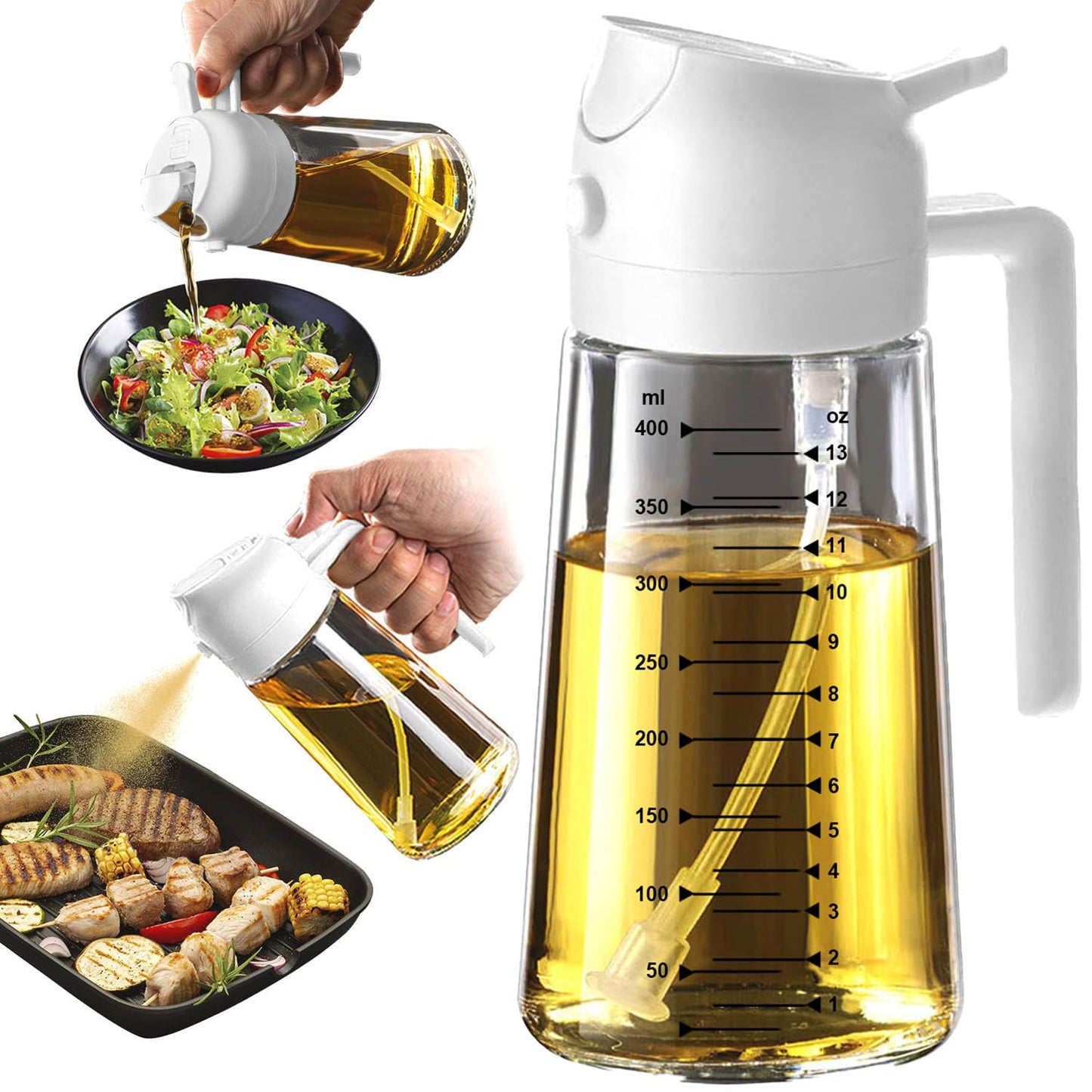 SprayMaster Duo: 16oz Olive Oil Dispenser - Black