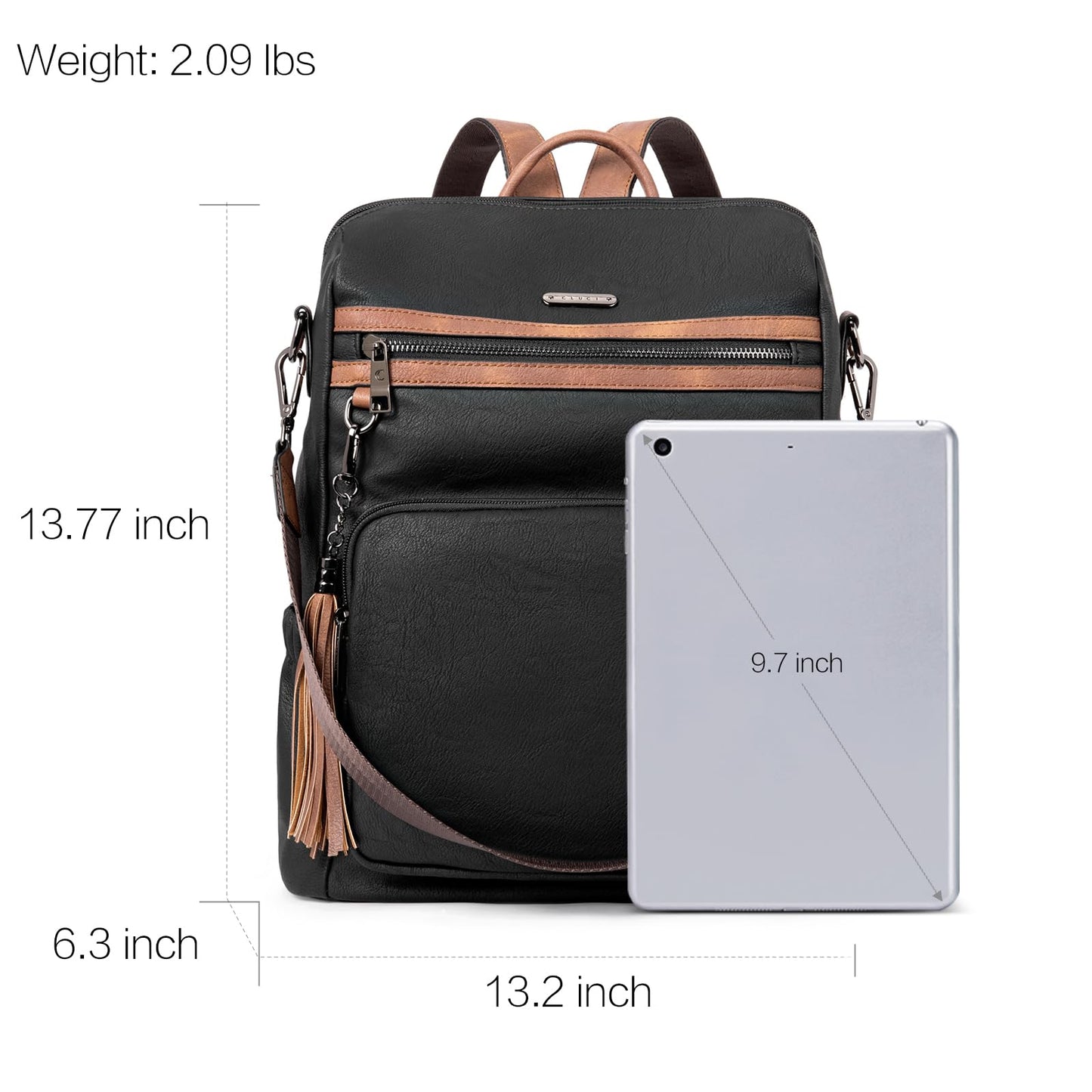 CLUCI Luxe Convertible Leather Backpack Purse