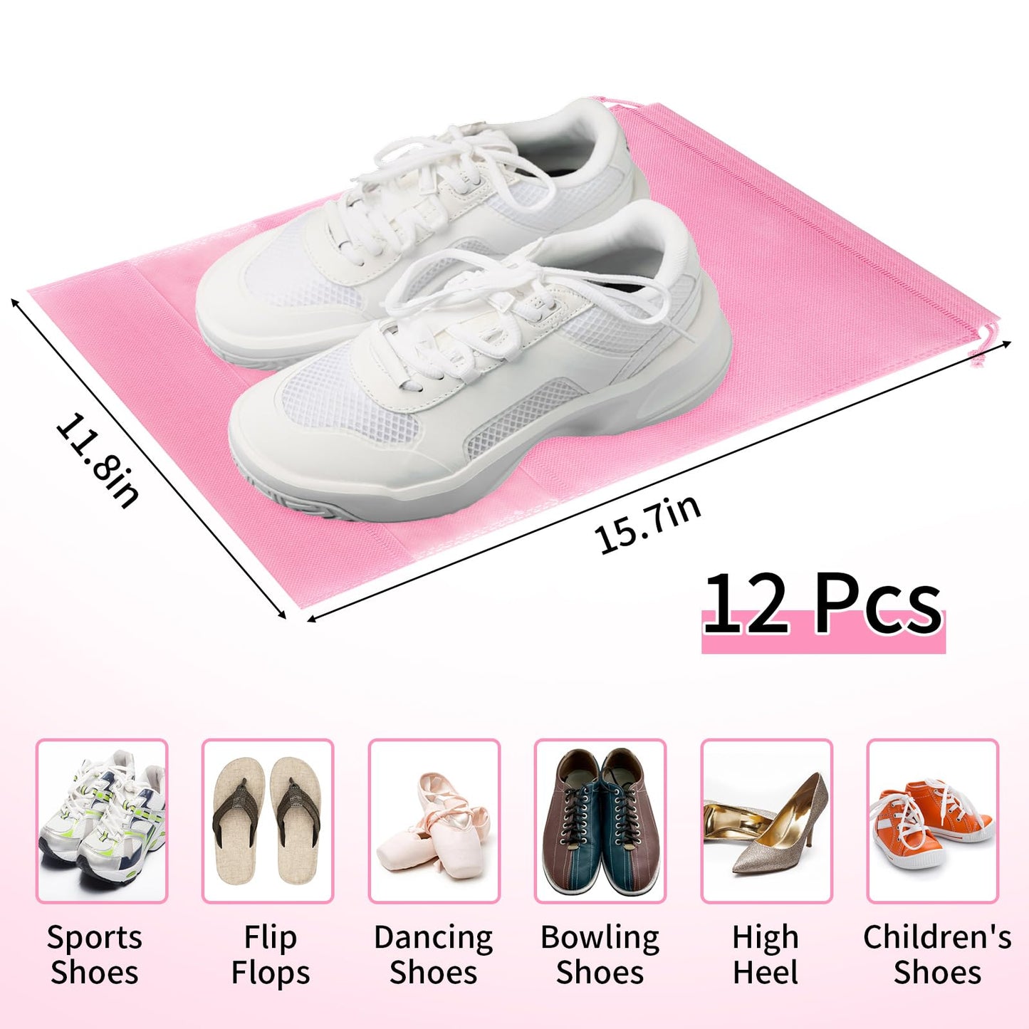 Clear View Travel Shoe Bags - 12 Pack