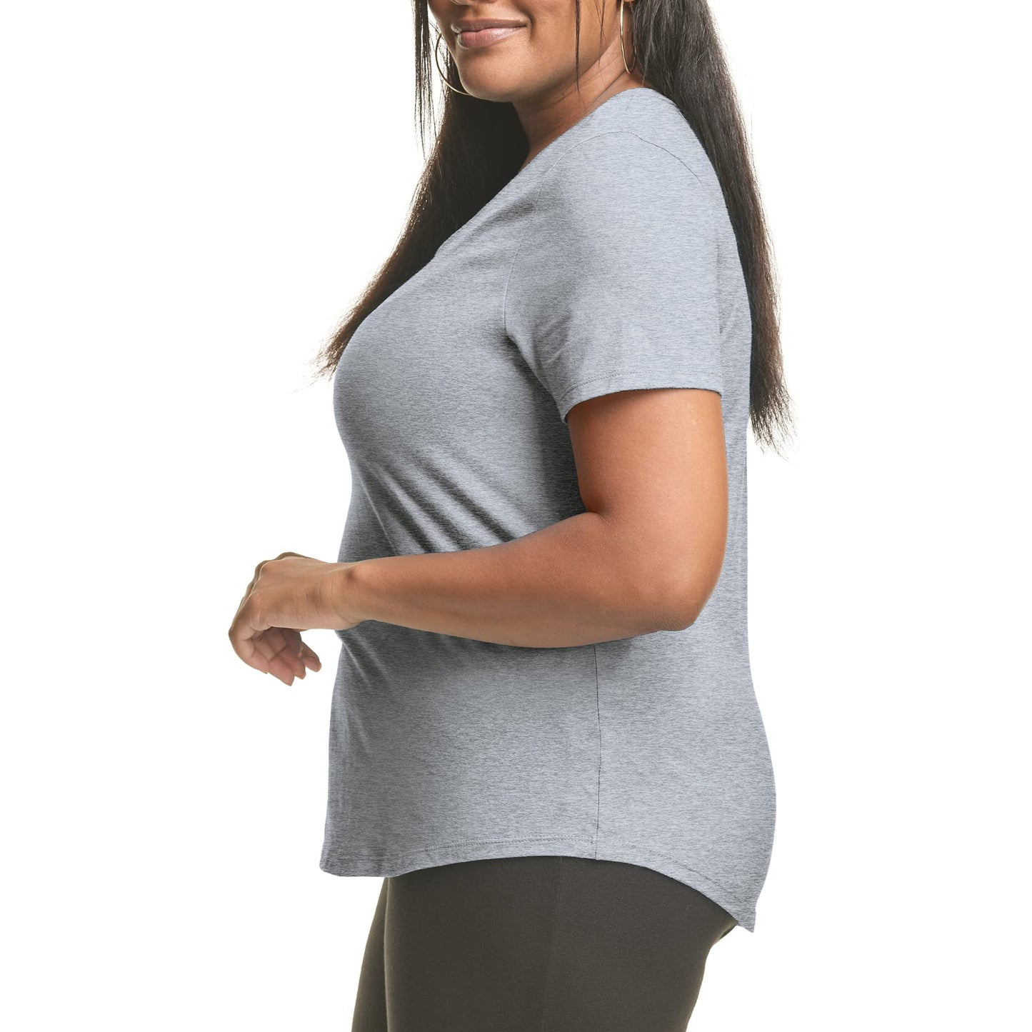 Hanes Plus Size V-Neck Cotton Tee for Women
