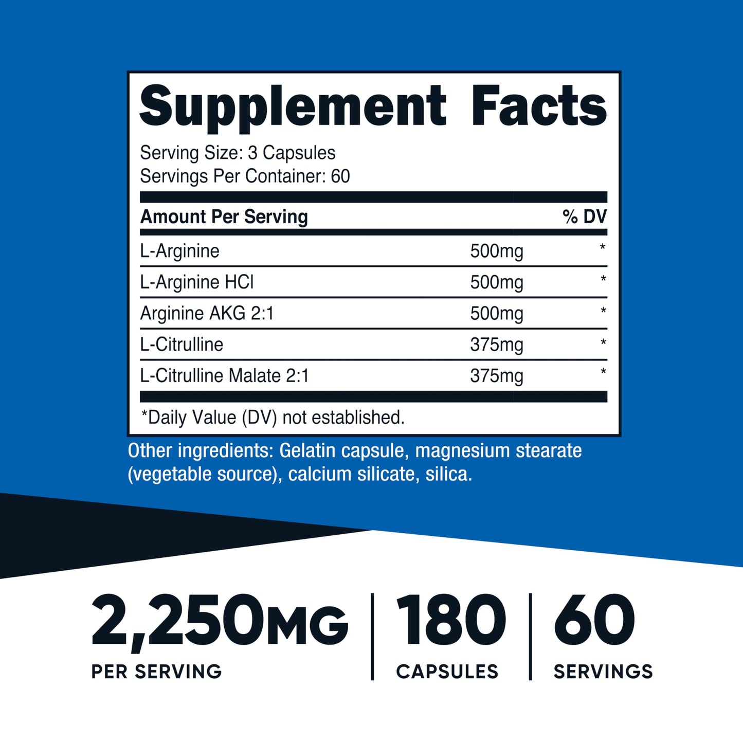 Nutricost Nitric Oxide Surge 2250mg - 180 Caps