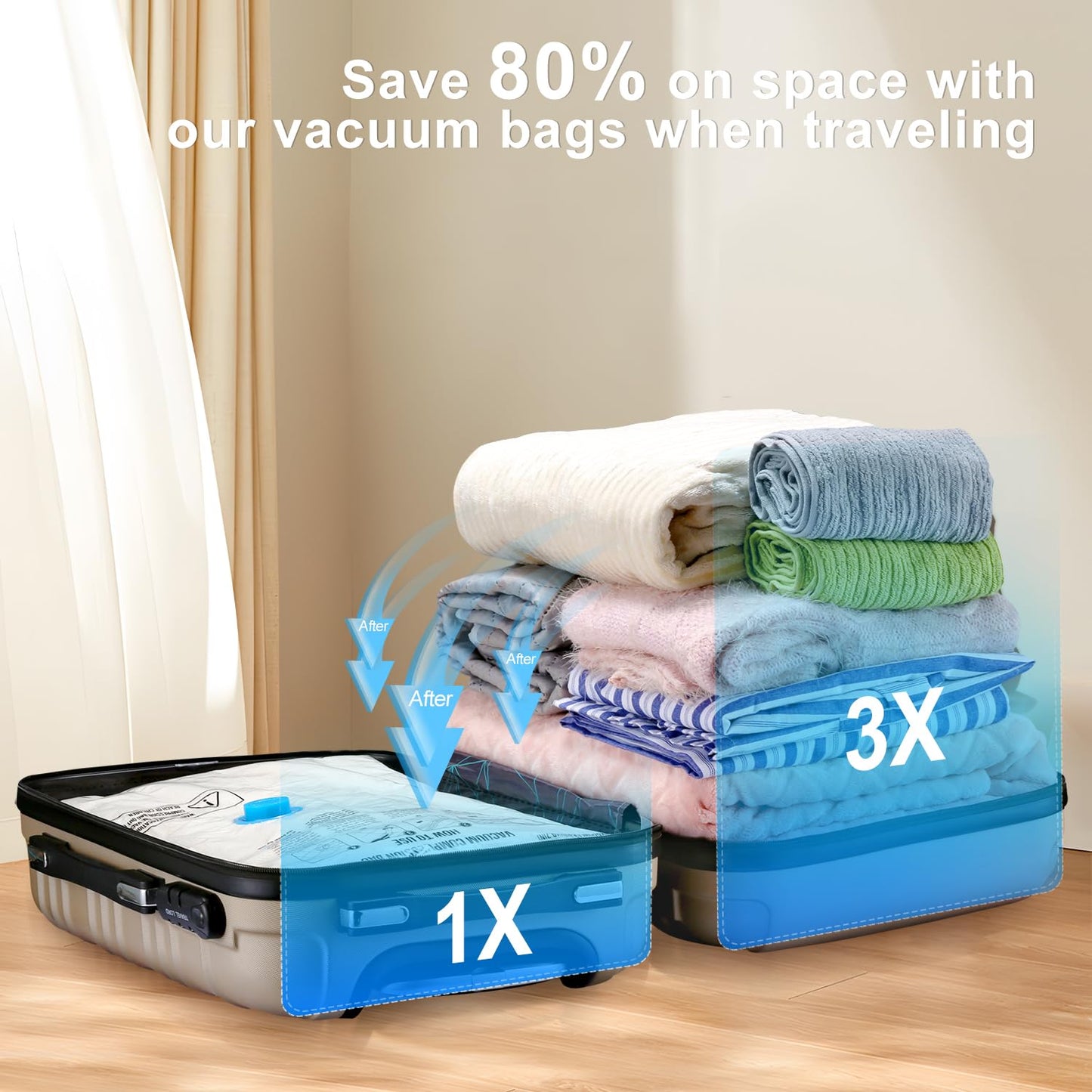 Vacuum Space Saver Bags - 6 Pack Travel Combo