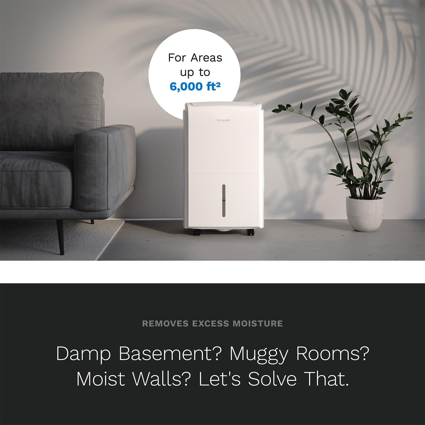 hOmeLabs Smart 50 Pint Dehumidifier 7000 Sq Ft