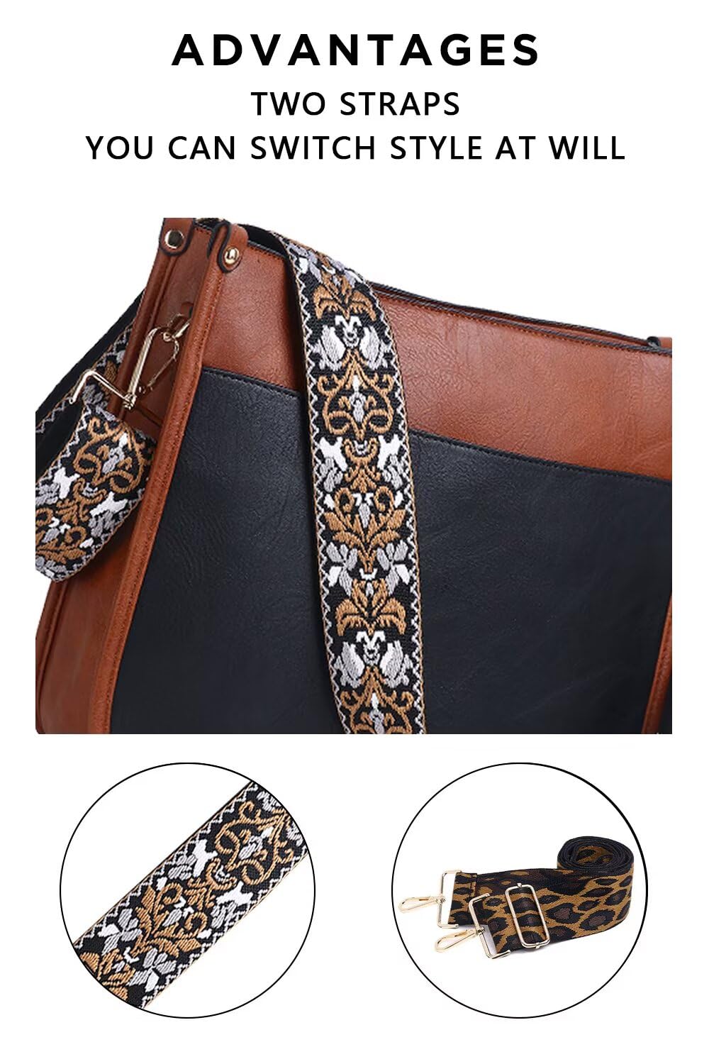 AUYOCO Chic Vegan Leather Crossbody Bag with Strap