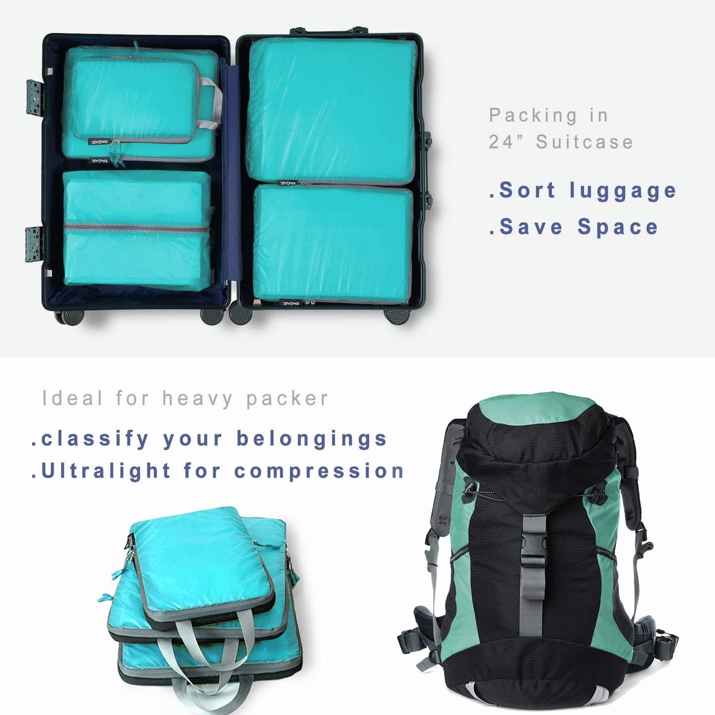 BAGAIL Travel Compression Cubes Set for Packing Ease