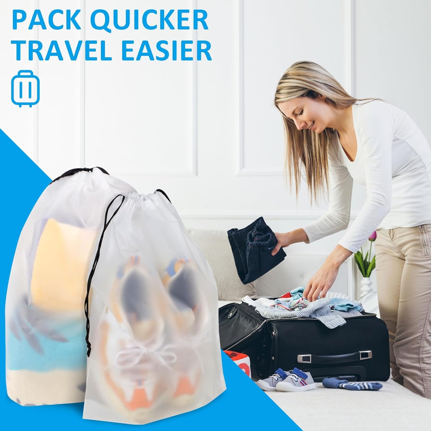 Travel Clear Shoe Bags - 5 Pack Waterproof Storage
