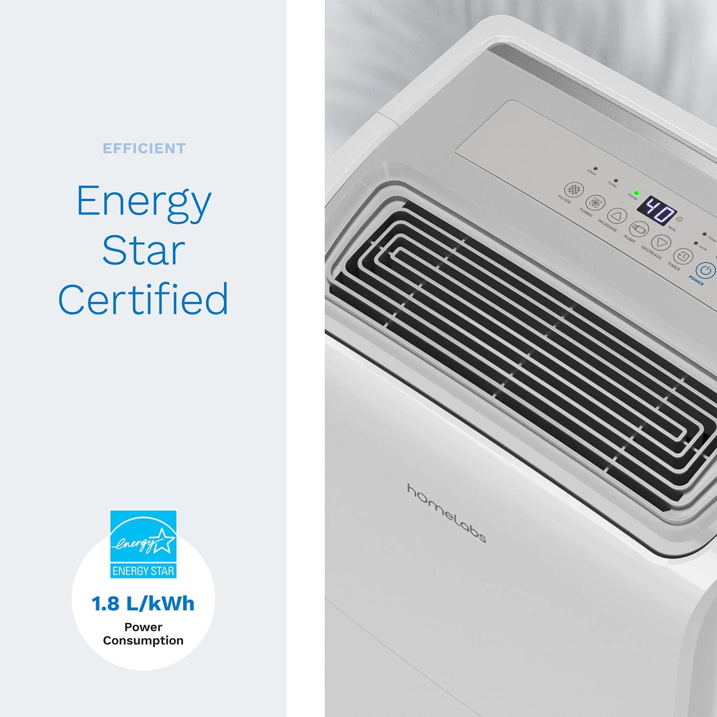 hOmeLabs Smart 50 Pint Dehumidifier 7000 Sq Ft